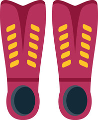 Pair of pink diving fins with yellow accents for water sports © anatolir