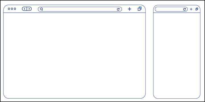 Browser Window Wireframe Vector &ndash; Web Browser UI Mockup Interface Template Outline Design