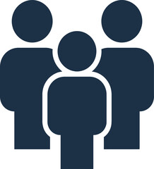 Fototapeta premium Group of people icon with dark blue silhouette representing teamwork collaboration and community connection against transparent background