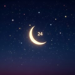 Naklejka premium Crescent Moon: A Starry Night's Mark