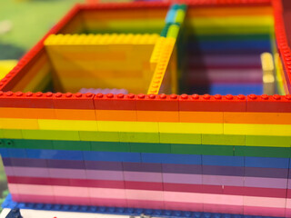 Fototapeta premium Rainbow lego brick box