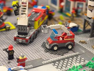 Fototapeta premium Lego fire station playset scene