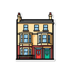 Naklejka premium A cartoon drawing of a two-story house