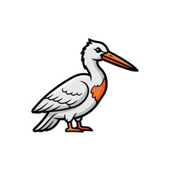 Fototapeta premium A cartoon-style illustration of a white bird with orange beak