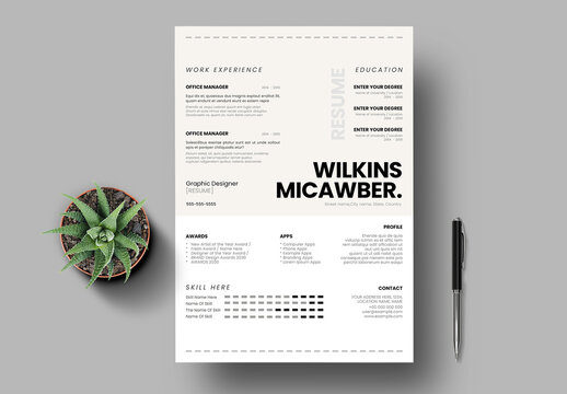 Minimal Professional Resume CV Template Layout