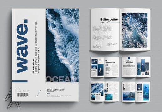Wave Blue Ocean Magazine Template