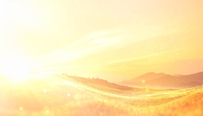 パステルイエローの光粒子が漂う春のやさしい抽象背景
