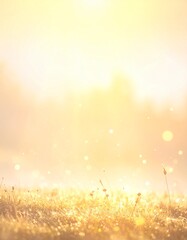 パステルイエローの光粒子が漂う春のやさしい抽象背景

