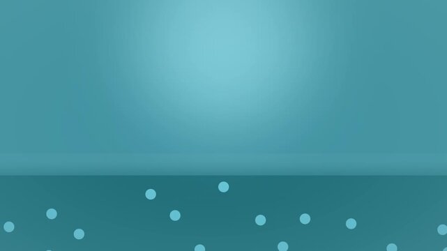 Soft teal gradients meet a textured surface with tiny white dots scattered at the bottom to evoke the feeling of a calm sea under a morning fog