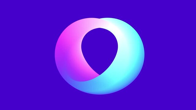 A single thick ring with a soft pink to blue gradient glow is centered on a flat purple background to represent a simple and modern digital icon