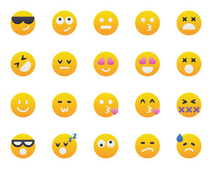 Fototapeta premium Gradient color icons set for Emojis, smiley, emotion