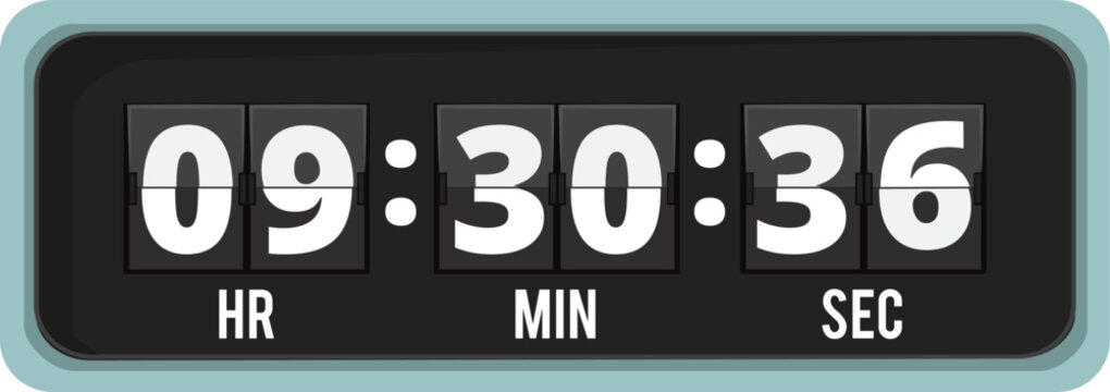 Countdown flip number clock. Black timer icon