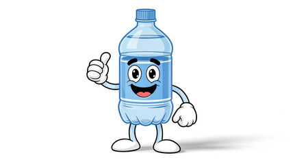 Fototapeta premium A 3D rendered cartoon character of a plastic water bottle with a friendly face and anthropomorphic features