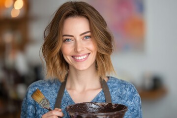 Salon stylist with hair color application tools