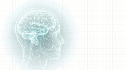 Obraz premium Glowing human brain silhouette with neural network connections