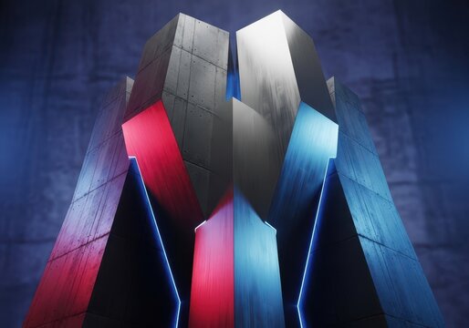 Unyielding steel and concrete structure conveying absolute authority and grave significance during critical decision-making processes, structure, gravity, command