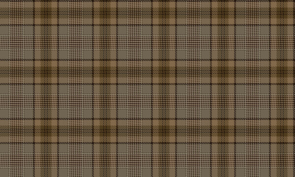 Seamless plaid fabric in khaki, brown, and beige colors, suitable for fashion, textiles, and backgrounds. Versatile, adding elegance and a natural feel to any project.