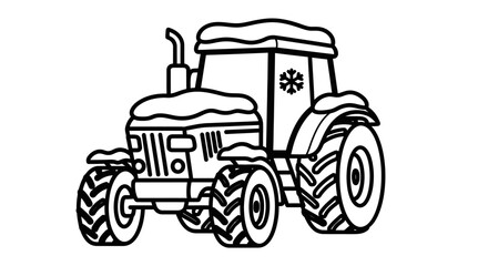 Obraz premium Side View of a Vintage Farm Tractor Covered in Snow, Isolated White Background.