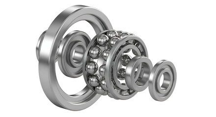 Isolated metal ball bearing and 3d silver chain with chrome steel barbell weights for heavy fitness training equipment