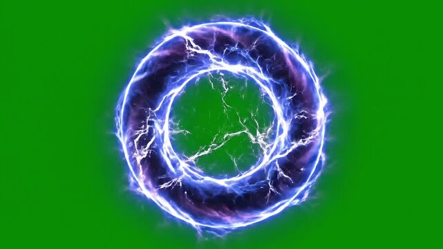 Electricity swirling around a circular object in a dynamic motion graphic design animation