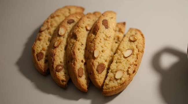 Delicious almond biscotti cookies arranged on a table, ready for a treat
