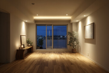 Fototapeta premium 夜の落ち着いたリビングルーム