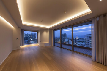 夜の都会の眺望と空間