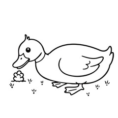 A cute duckling walking in the grass with a pile of poop beside it