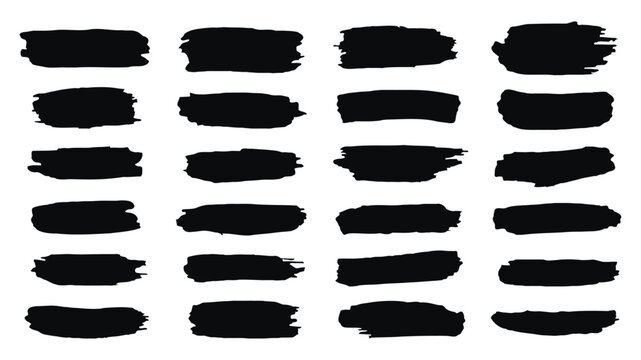Collection of black brush strokes on white background