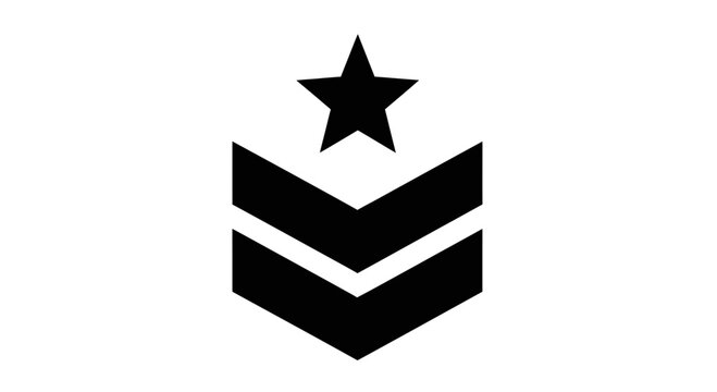 Military Rank Chevron with Star Icon &ndash; Army Sergeant Insignia Badge Illustration