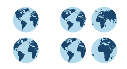 Global World Map Icons Set &ndash; Earth Globe Geography and International Connection Illustration
