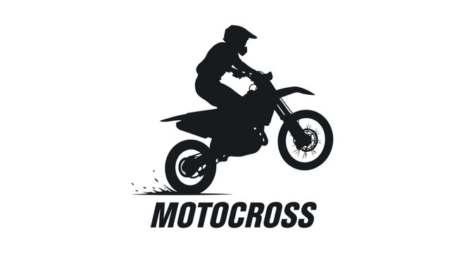 Motocross Rider Silhouette &ndash; Off-Road Dirt Bike Racing Action Illustration