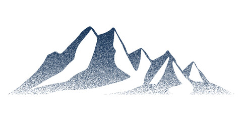 Vector sketch mountain landscape, hatching, imitation of a pencil drawing