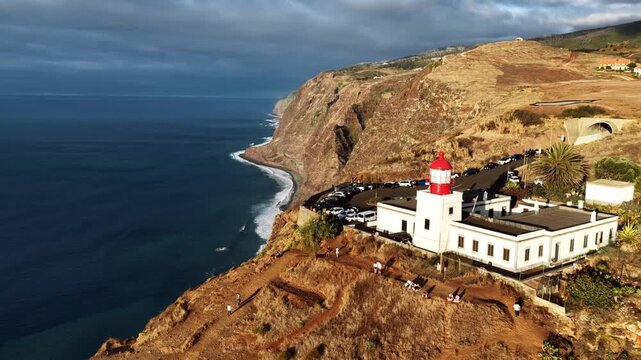 Dramatic coastal cliffs of Madeira Ponta do Pargo Lighthouse
