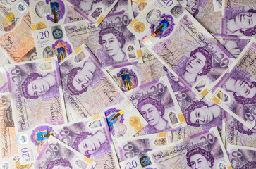 Twenty Pound Banknotes British Currency Background