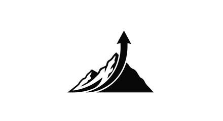 Fototapeta premium Growing graph with arrow on a mountain isolated on a white.