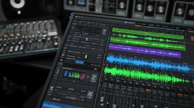 Audio Production Software Interface - Editing and Mixing Tracks.