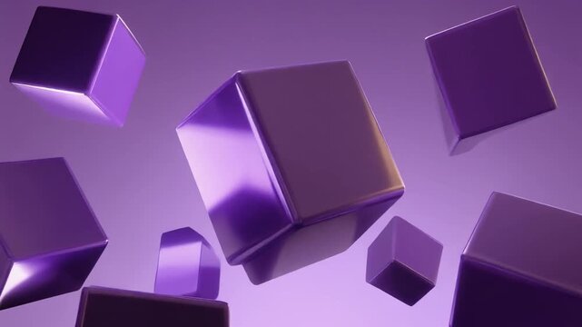 Abstract floating purple cubes modern design copy space digital art