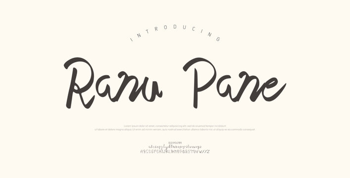 Ranu Pane, Script alphabet letters font logo. Typography luxury classic lettering serif italic fonts decorative wedding vintage retro logos. vector illustration
