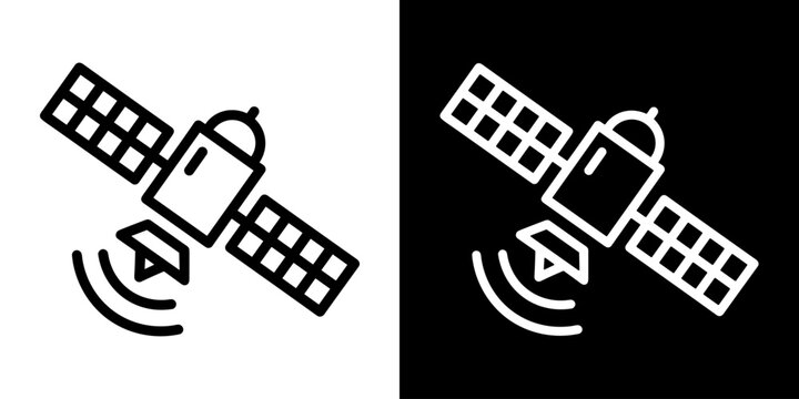 Satelite icon concept in flat black and white style on clean background vector illustration design	