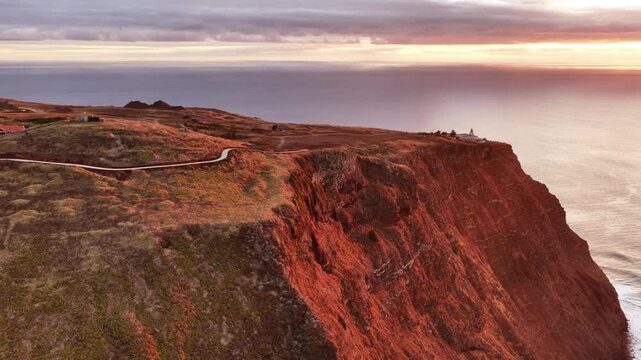 Majestic Madeira sunset illuminates coastal cliffs