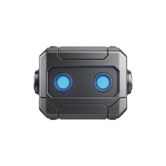 [Transparent Background PNG]Futuristic Robot Head with Blue Circular Eyes
