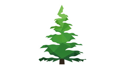 Obraz premium Modern green pine tree with geometric shapes on white background