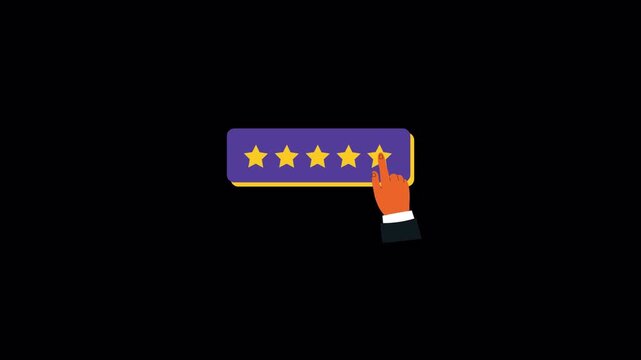 Hand Star Rating. Customer Feedback, Rate Us Concept Animation Video - Transparent
