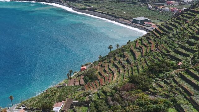 Aerial View of Agulo Village Terrace Farms La Gomera Canary Islands