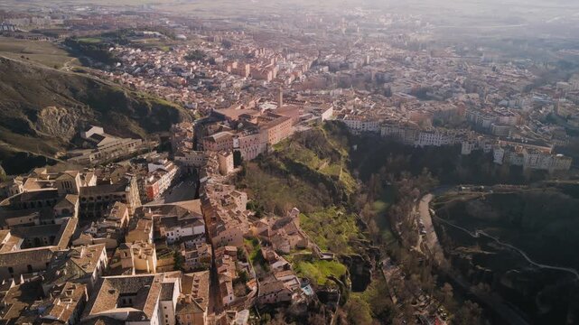Aerial panoramic view of the City Centre in Cuenca in Castille La Mancha Spain