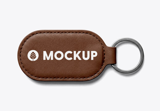 Leather Keychain Mockup Isolated