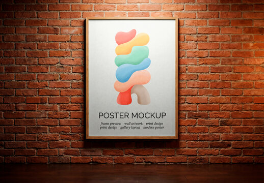Frame Poster Mockup Brick Wall Interior