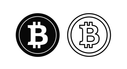 Obraz premium Bitcoin symbols: black & white variants Vector