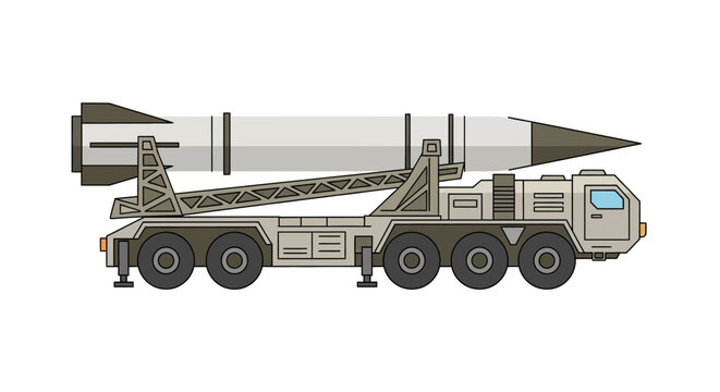 Balistic Vector Illustration of a Missile Launcher Truck